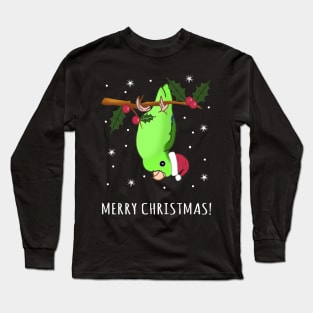 Green Parrotlet Merry Christmas Long Sleeve T-Shirt